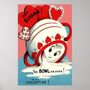 Seltsame Niedliche Funny Sugar Bowl Herz Valentine Poster