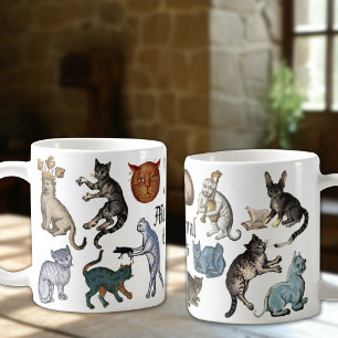 Seltsame, schlecht mittelalterliche Katzen Kaffeetasse
