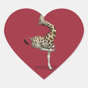 Seltsame Sportliche Giraffe Herz-Aufkleber