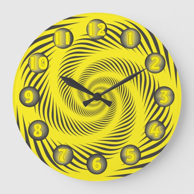 seltsame Spyralgelbe Große Wanduhr (Vorderseite)