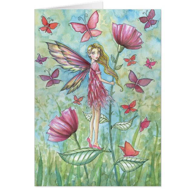 Seltsame Summer Poppies Fairy Butterfly Art (Vorne)