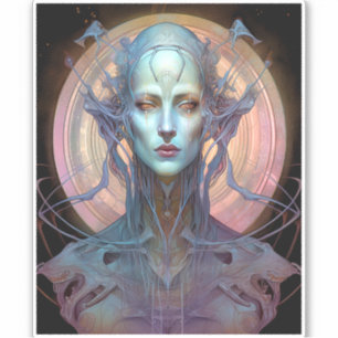 Seltsame Surreal Alien Woman Art Aufkleber