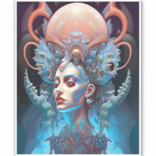 Seltsame Surreal Alien Woman Art Aufkleber