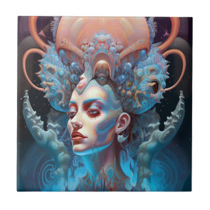 Seltsame Surreal Alien Woman Art Fliese