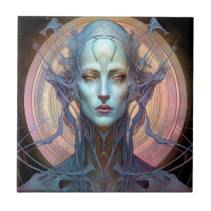 Seltsame Surreal Alien Woman Art Fliese