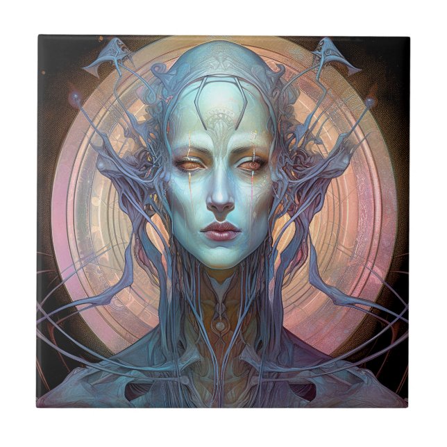 Seltsame Surreal Alien Woman Art Fliese (Vorderseite)