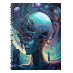 Seltsame Surreal Alien Woman Art Notizblock