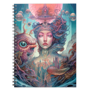 Seltsame Surreal Alien Woman Art Notizblock