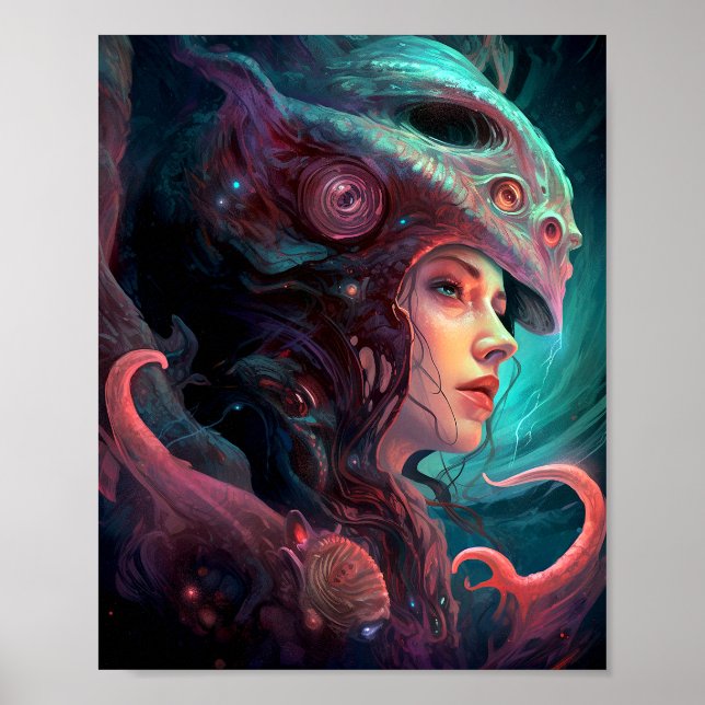 Seltsame Surreal Alien Woman Art Poster (Vorne)