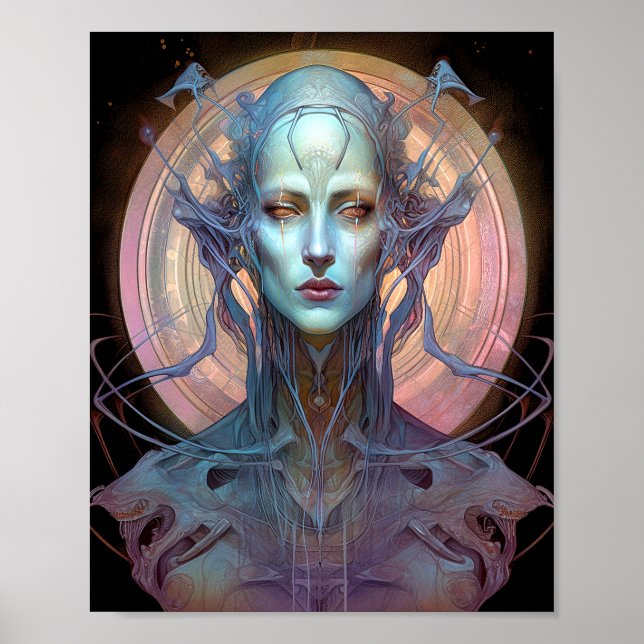 Seltsame Surreal Alien Woman Art Poster (Vorne)
