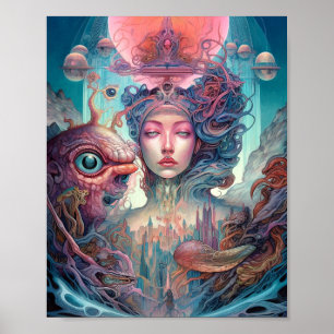 Seltsame Surreal Alien Woman Art Poster