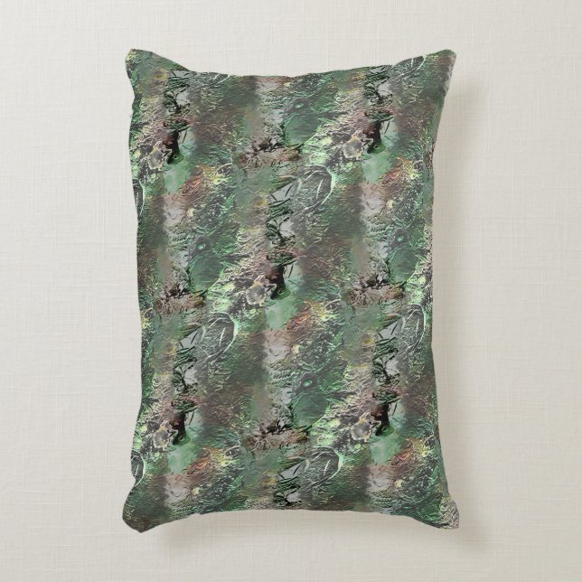 Seltsame Textur in grau mit abstraktem Schädel Dekokissen (Vorderseite(Vertikal))