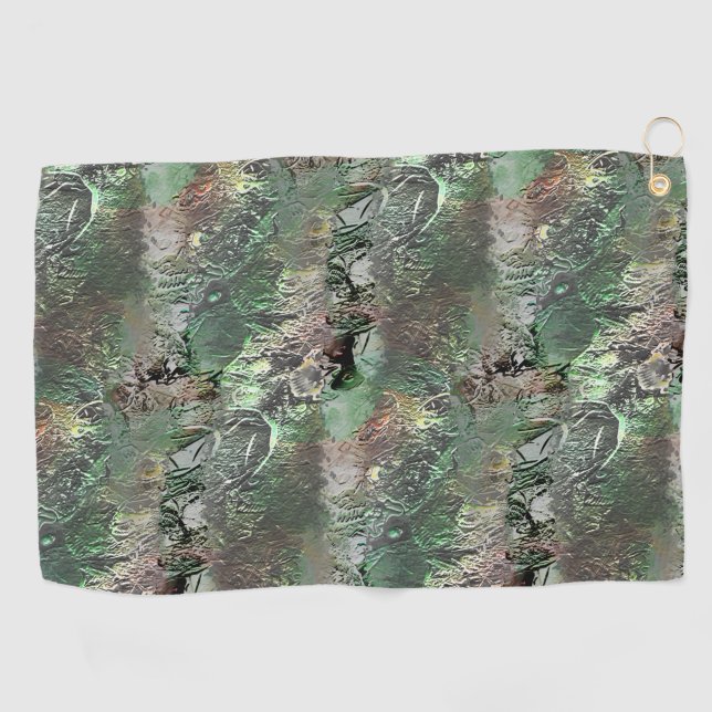 Seltsame Textur in grau mit abstraktem Schädel Golfhandtuch (Horizontal)