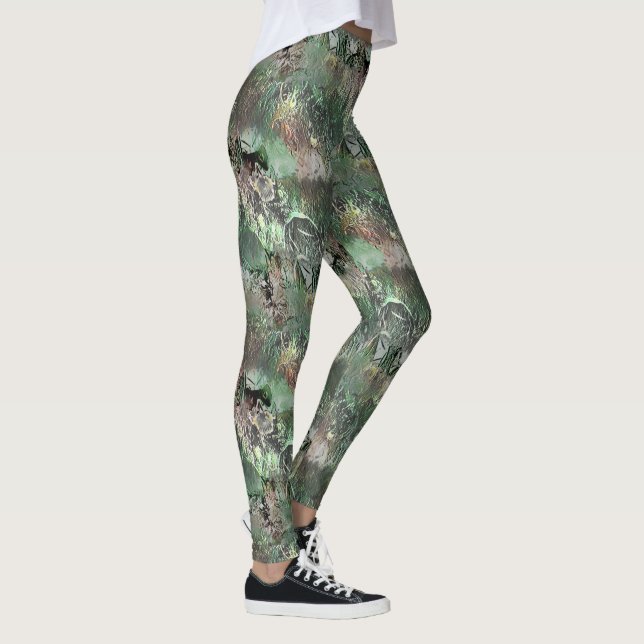 Seltsame Textur in grau mit abstraktem Schädel Leggings (Rechts)