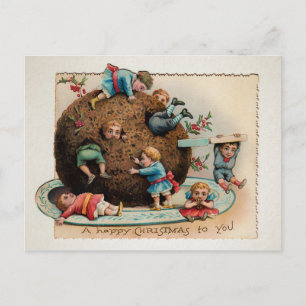 Seltsame viktorianische Kinder bei Pudding-Christm Postkarte