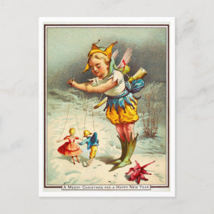 Seltsame viktorianische Weihnachts- / Neujahrspupp Postkarte