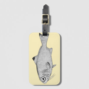 Seltsame Vintage Fische zeichnend Gepäckanhänger