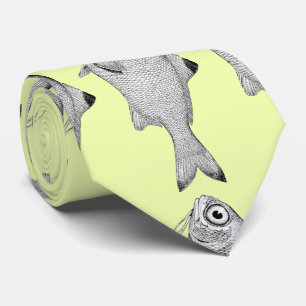 Seltsame Vintage Fische zeichnend Krawatte