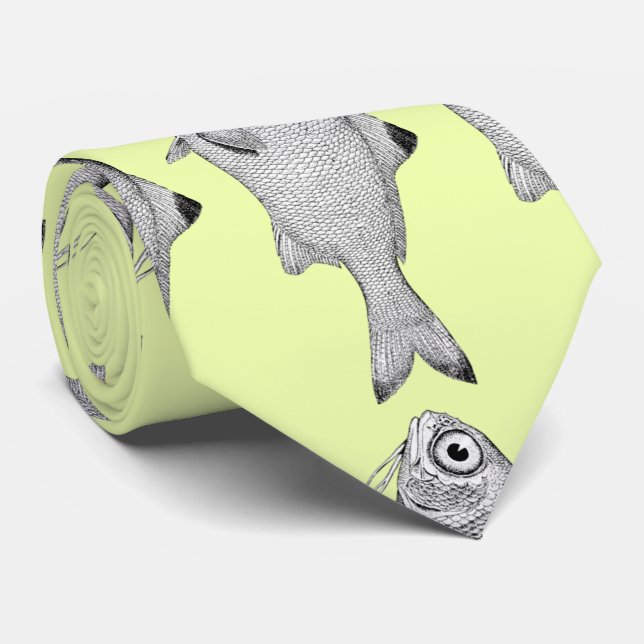Seltsame Vintage Fische zeichnend Krawatte (Gerollt)