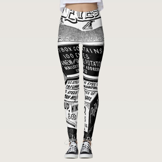 Seltsame Vintage Kartoffelwerbung Leggings (Vorderseite)