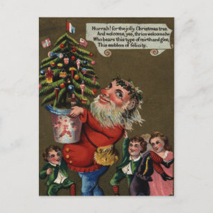 Seltsame Vintage Weihnachtszeit mit Weihnachtsbaum Feiertagspostkarte