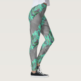 Seltsamer Camouflage-Satinton, grün bis kohlenstof Leggings