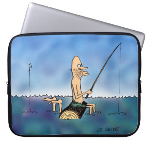 Seltsamer Tag Fischen Cartoon Laptopschutzhülle