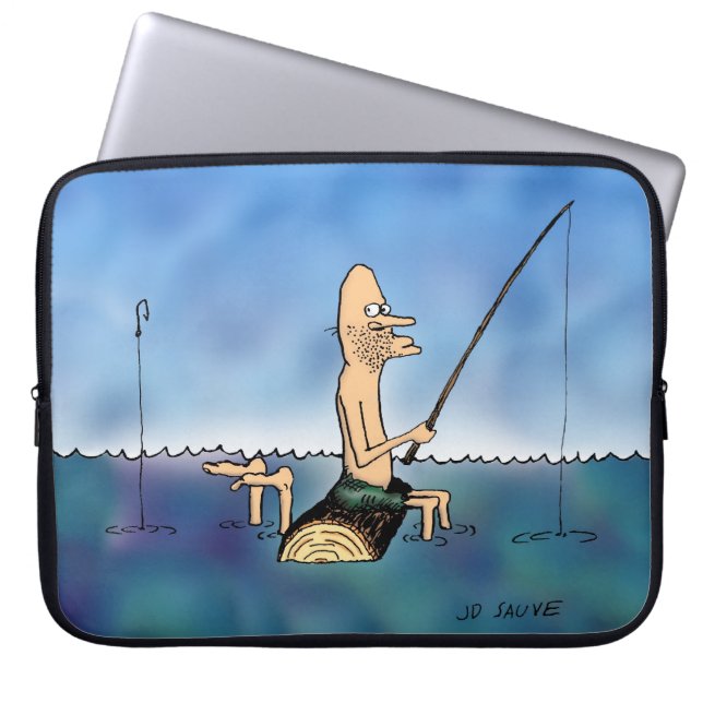 Seltsamer Tag Fischen Cartoon Laptopschutzhülle (Vorderseite)
