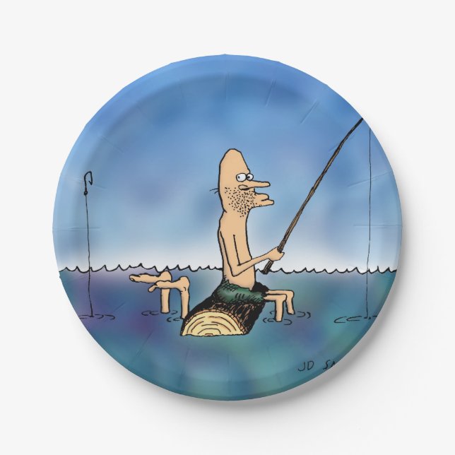 Seltsamer Tag Fischen Cartoon Pappteller (Vorderseite)