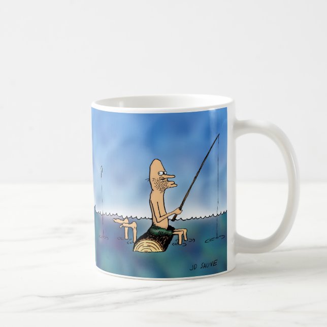 Seltsamer Tag Fischen Cartoon Tasse (Rechts)