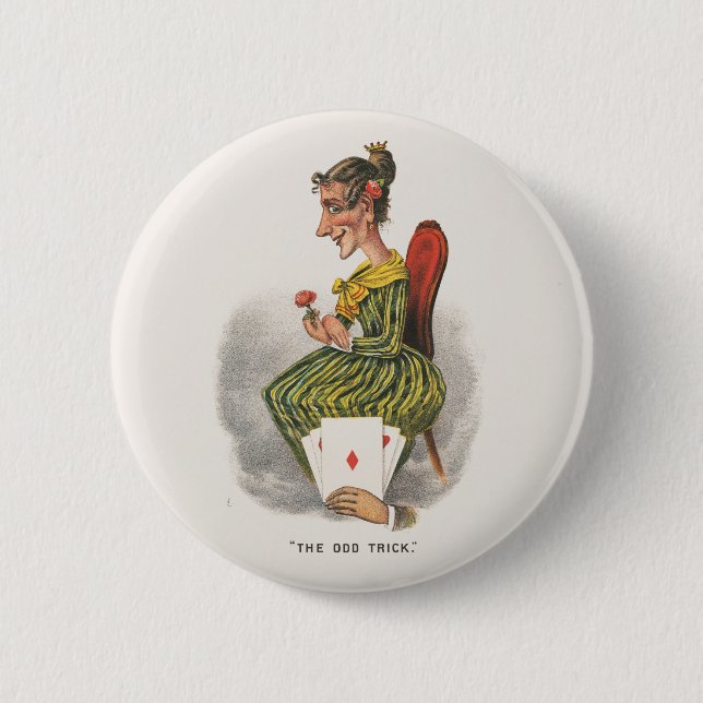 Seltsamer Trick viktorianische Karikatur gestreift Button (Vorderseite)