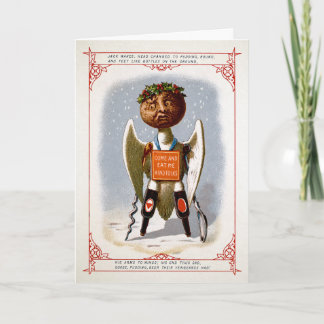 Seltsamer viktorianischer Weihnachtspudding-Engel  Feiertagskarte