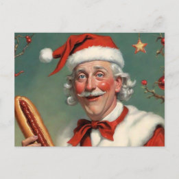 Seltsamer Weihnachtsmann mit Hot Dog Postkarte
