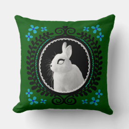 Seltsamer Weißer Hase: Grün, Blau & Schwarz  Kissen