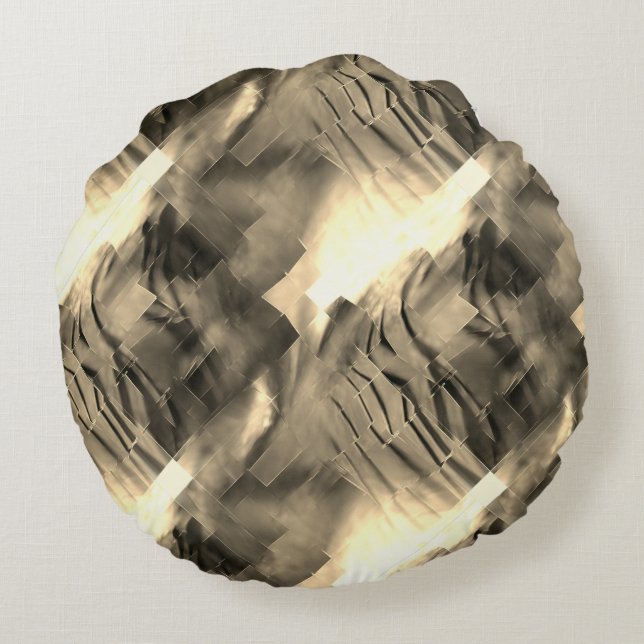 Seltsames abstraktes Mosaik mit Farbschock Rundes Kissen (Rückseite)