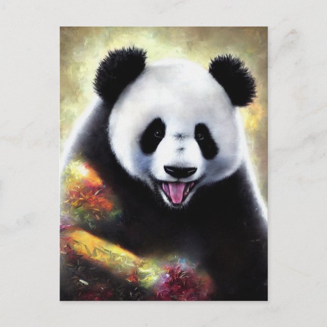 Seltsames Aussehen Panda Bear AI Art Postkarte (Vorderseite)
