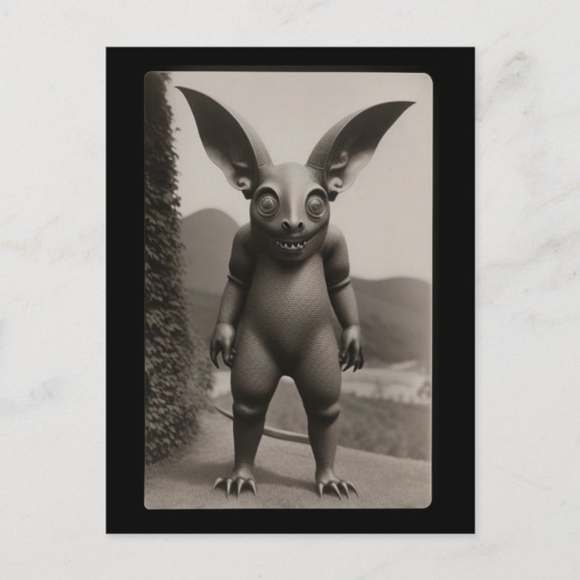 Seltsames Bat Monster Halloween Postkarte (Vorderseite)