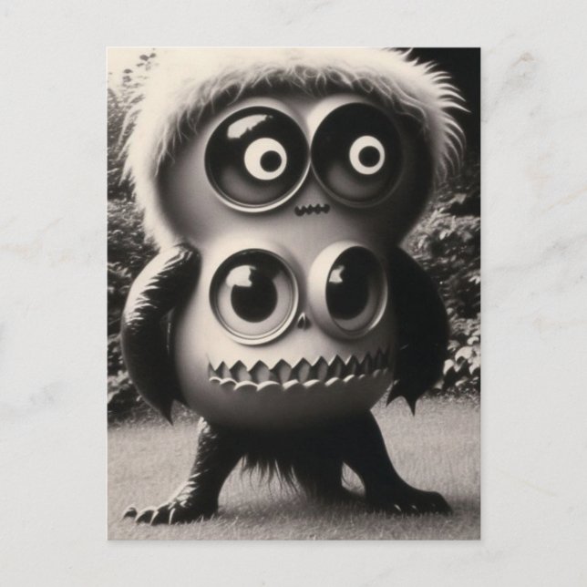 Seltsames Bizarre Big Eyes Monster Halloween Postkarte (Vorderseite)