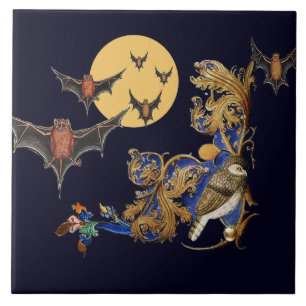 SELTSAMES MITTELALTERLICHES BESTIARIUM,VOGEL,FLEDE FLIESE