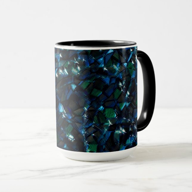 Seltsames Mosaik über dunklem Hintergrund und hell Tasse (VorderseiteRechts)