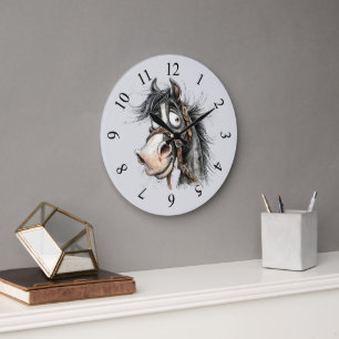 seltsames Pferd Große Wanduhr