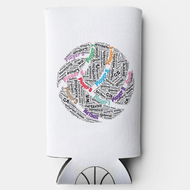 Seltzer kann sich individuell an das Netball-Team  Selters Dosenkühler (Vorderseite)