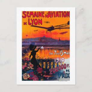 Semaine d' Aviation De Lyon Vintage Poster Postkarte