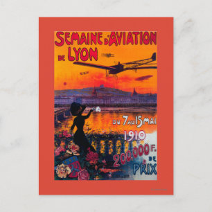 Semaine d' Aviation De Lyon Vintage Poster Postkarte