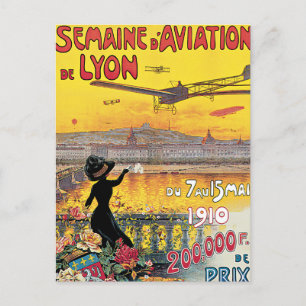 Semaine d' Aviation de Lyon Vintage Reiseposter Postkarte