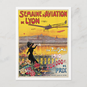 Semaine D'Aviation De Lyon France Vintage Poster Postkarte