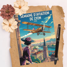 Semaine d'Aviation de Lyon Vintage Geburtstagskart