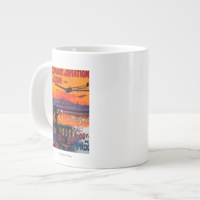 Semaine d'Aviation De Lyon Vintage Poster Jumbo-Tasse (Vorderseite Links)