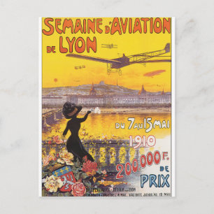 Semaine d'Aviation de Lyon Vintage Reiseplakat Postkarte