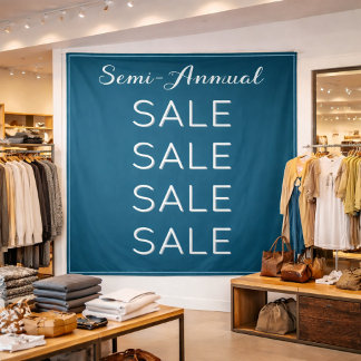 Semi Annual Sale Retail Banner Custom Blue Mall Wandteppich